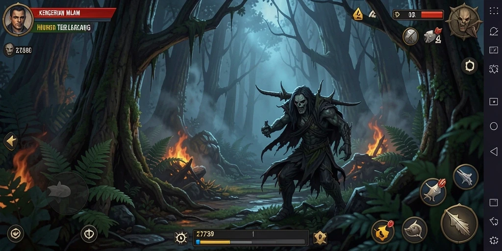 Screenshot gameplay menampilkan suasana mencekam dan keberadaan makhluk menyeramkan.