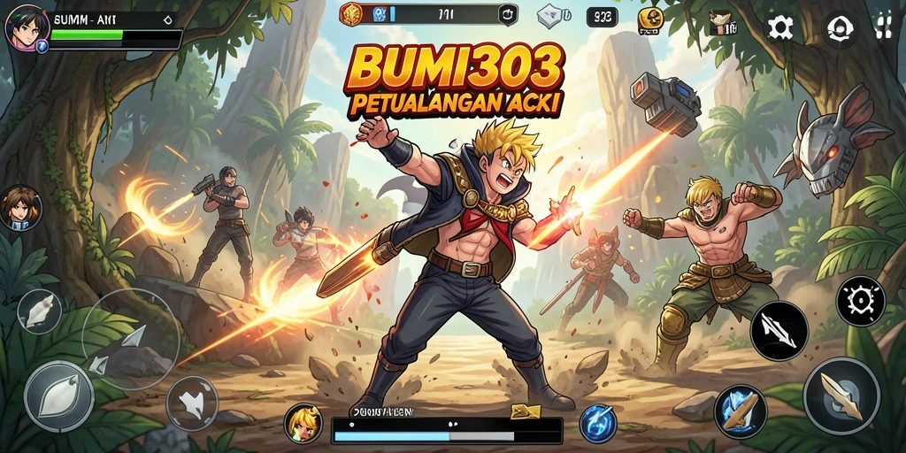 Screenshot gameplay BUMI303 menampilkan aksi seru karakter Anime.