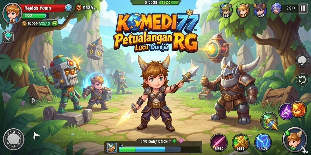 Tampilan gameplay KOMEDI77 yang seru dan penuh warna.