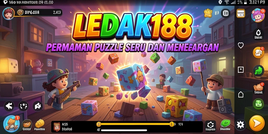 Tangkapan layar menampilkan gameplay seru dari LEDAK188 dengan kombinasi permata warna-warni.