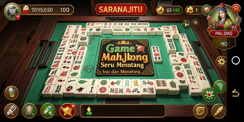 Tampilan gameplay SARANAJITU yang menakjubkan dalam permainan Mahjong.