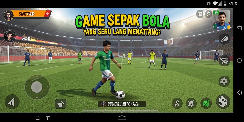 Screenshot gameplay SINTE4D dengan aksi sepak bola yang seru.