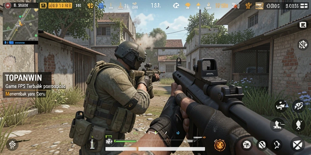Screenshot gameplay TOPANWIN menampilkan aksi menembak yang mendebarkan.